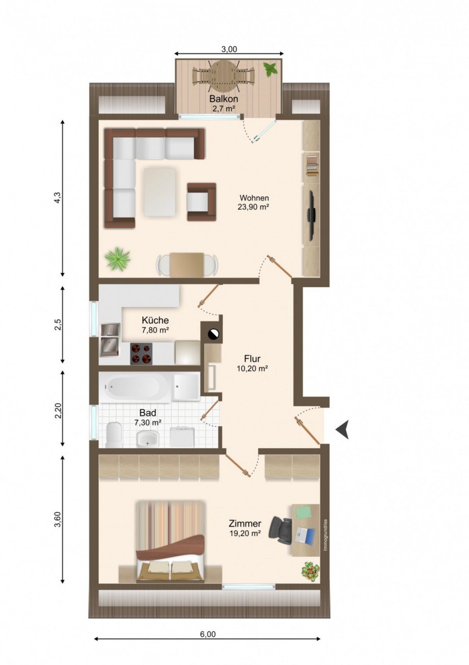 Grundriss Dachgeschosswohnung Reilingen
