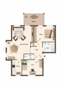 Grundriss Gut geschnittene 3 Zimmer Eigentumswohnung in ruhiger Wohnlage von Wiesloch.