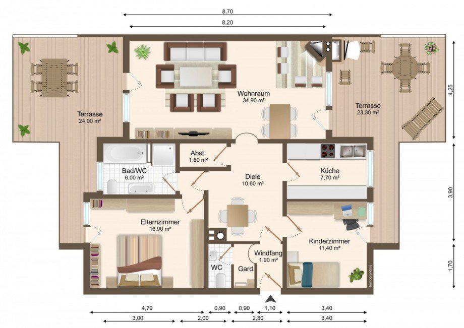 Grundriss Penthousewohnung Leimen