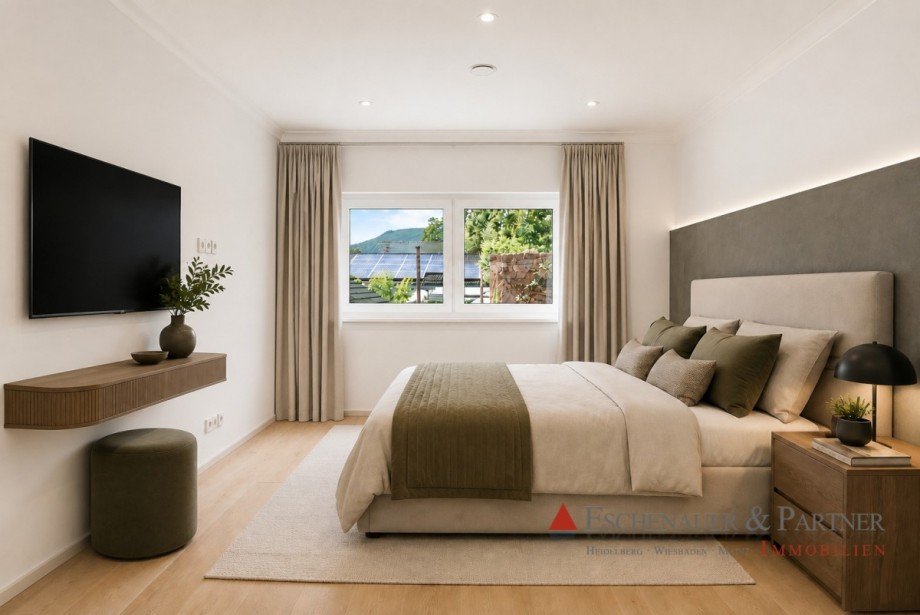 Einrichtungsbeispiel Schlafzimmer Penthousewohnung Heidelberg