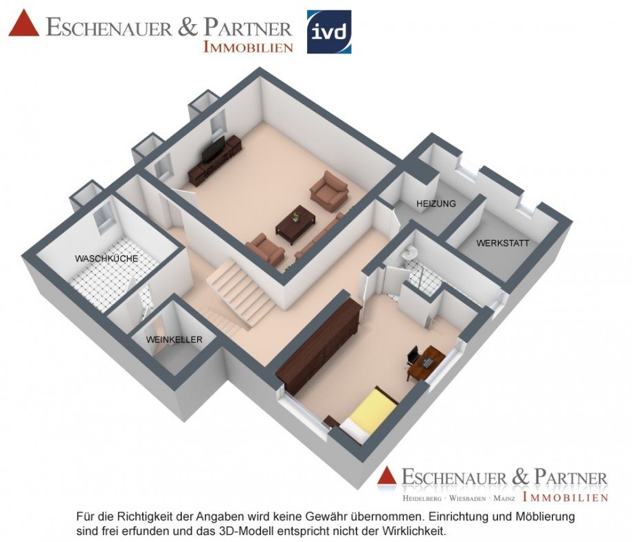 3 D Grundriss KG klein Einfamilienhaus Harxheim