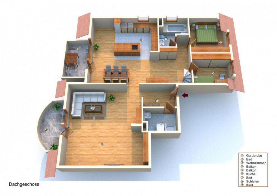 Grundriss Dachgeschosswohnung Leimen