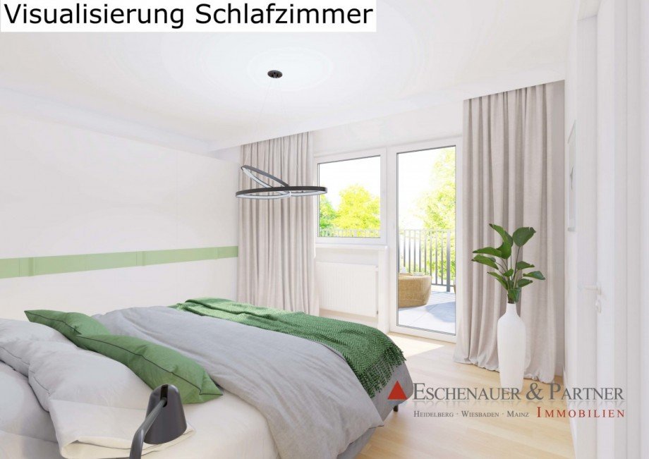 Visualisierung Schlafzimmer Dachgeschosswohnung Hirschhorn