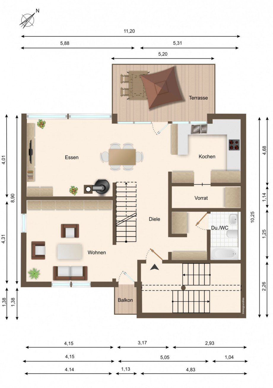 Obergeschoss Maisonettewohnung Nu�loch