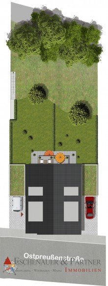 Lageplan Neubau Doppelhaush�lfte auf gro�em Grundst�ck in Wiesbaden Rambach!