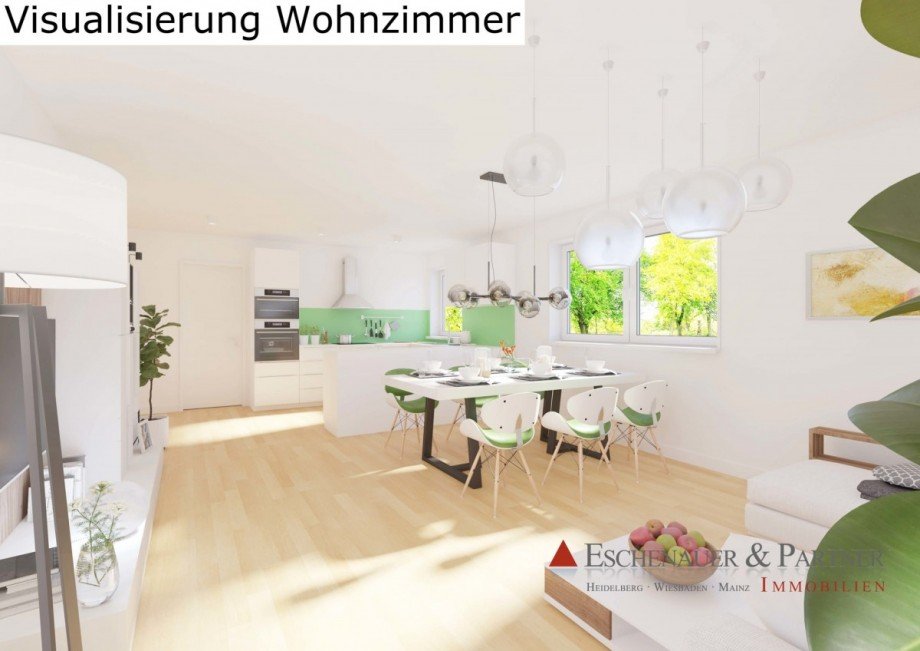 Visualisierung Wohnzimmer Dachgeschosswohnung Hirschhorn